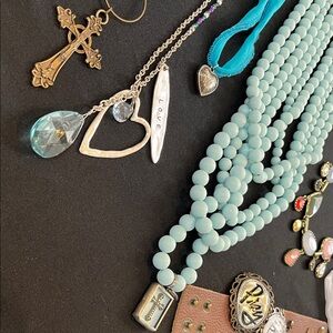 Plunder/Easter/blue misc lot of necklaces and bracelets.